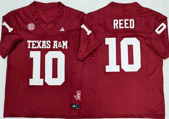 Men%27s Texas A&M Aggies Lions #10 Marcel Reed Red 2025 F.U.S.E. Stitched Jersey