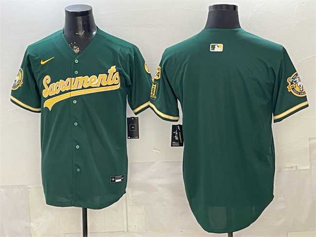 Men%27s Oakland Athletics Blank 2026 Green Alternate Sacramento Celebrating 125 Years Vapor Limited Stitched Jersey