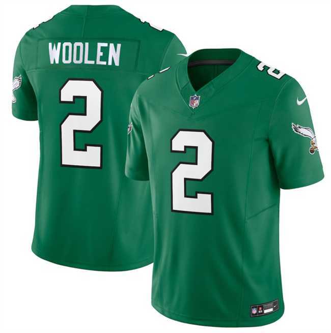 Men%27s Philadelphia Eagles #2 Tariq Woolen Kelly Green 2026 F.U.S.E. Vapor Untouchable Limited Throwback Stitched Jersey Dzhi