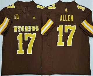 Men%27s Wyoming Cowboys #17 Josh Allen Limited Brown FUSE College Jersey