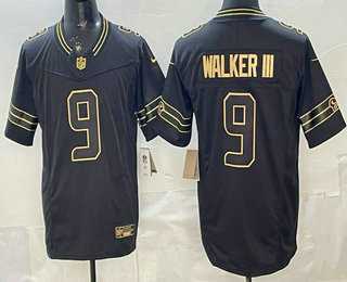 Men%27s Seattle Seahawks #9 Kenneth Walker III Black Gold FUSE Vapor Limited Stitched Jersey Dzhi