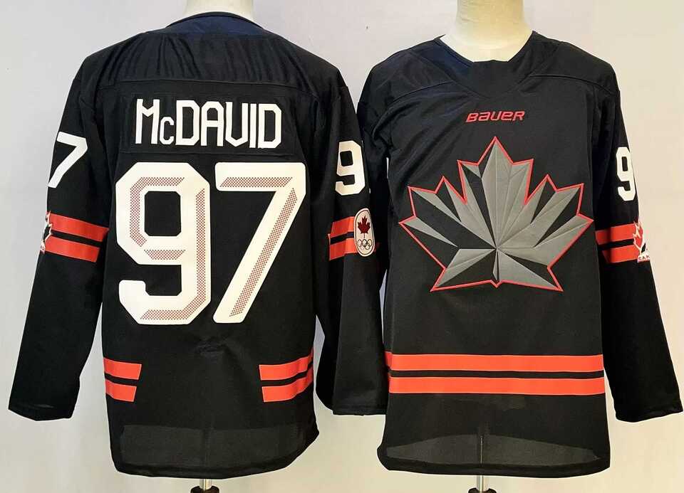 Men%27s Canada Hockey #97 Connor McDavid Black Stitched Jersey