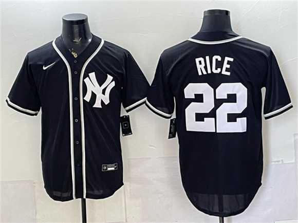 Men%27s New York Yankees #22 Ben Rice 2026 Fashion Replica Black Out Stitched Jersey