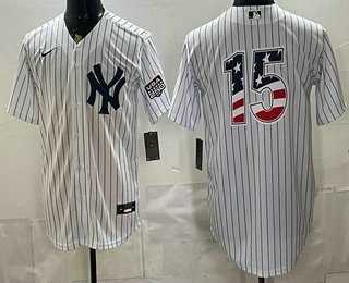 Men%27s New York Yankees #15 Thurman Munson White 2026 USA 250 Fourth of July Home Stadium Stitched Jersey Dzhi