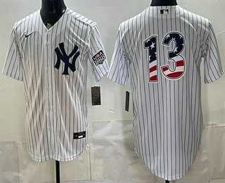 Men%27s New York Yankees #13 Jazz Chisholm Jr White 2026 USA 250 Fourth of July Home Stadium Stitched Jersey Dzhi