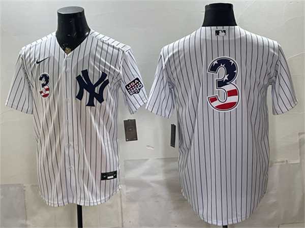 Men%27s New York Yankees #3 Babe Ruth White 2026 USA 250 Fourth of July Home Stadium Stitched Baseball Jersey Dzhi