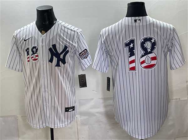 Men%27s New York Yankees #18 Johnny Damon White 2026 USA 250 Fourth of July Home Stadium Stitched Jersey Dzhi
