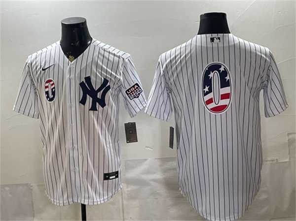 Men%27s New York Yankees #0 Marcus Stroman White 2026 USA 250 Fourth of July Home Stadium Stitched Baseball Jersey Dzhi