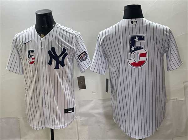 Men%27s New York Yankees #5 Joe DiMaggio White 2026 USA 250 Fourth of July Home Stadium Stitched Baseball Jersey Dzhi
