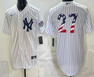 Men%27s New York Yankees #27 Giancarlo Stanton White 2026 USA 250 Fourth of July Home Stadium Stitched Jersey Dzhi