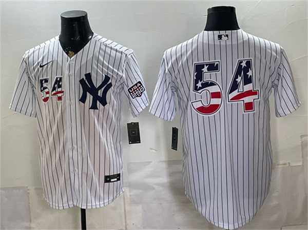 Men%27s New York Yankees #54 Max Fried White 2026 USA 250 Fourth of July Home Stadium Stitched Baseball Jersey Dzhi