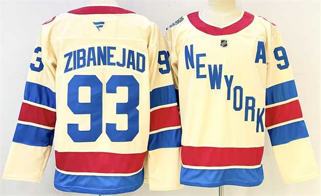 Men%27s New York Rangers #93 Mika Zibanejad Beige 2025-26 Winter Classic With A Patch Stitched Hockey Jersey