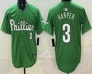 Men%27s Philadelphia Phillies #3 Bryce Harper Green Limited Stitched Jersey
