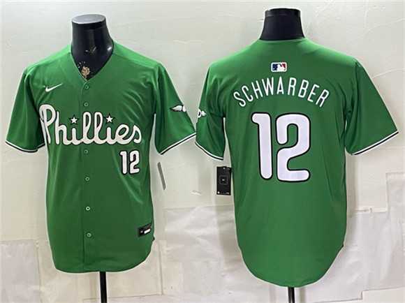 Men%27s Philadelphia Phillies #12 Kyle Schwarber Green Limited Stitched Jersey