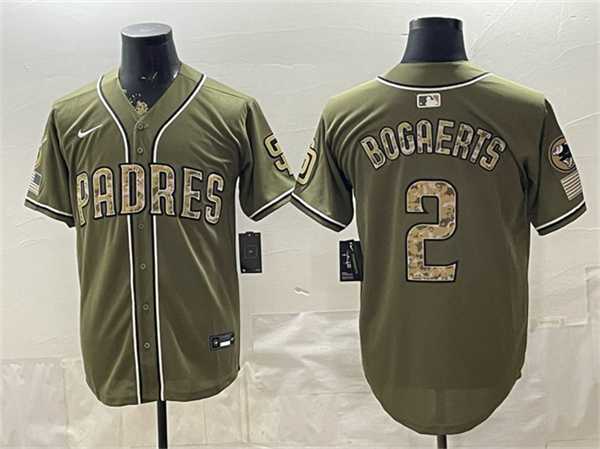 Men%27s San Diego Padres #2 Xander Bogaerts Olive 2026 Armed Forces Day Stitched Jersey Dzhi