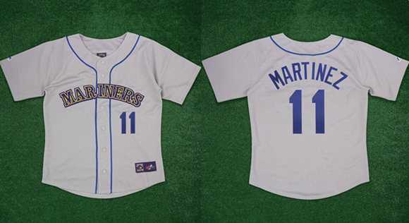 Men%27s Seattle Mariners #11 Edgar Martinez Gray 1989 Stitched Jersey