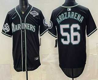 Men%27s Seattle Mariners #56 Randy Arozarena 50th Black Out Style Vapor Premier Limited Jersey Dzhi