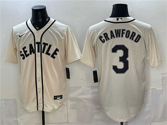 Men%27s Seattle Mariners #3 J.P. Crawford Cream With Name Alternate Stitched Jersey
