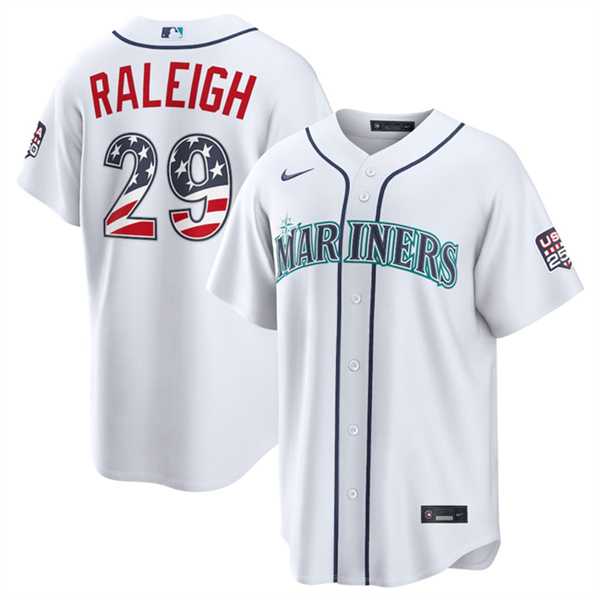 Men%27s Seattle Mariners #29 Big Dumper White USA 250 Fourth of July Home Stitched Jersey Dzhi