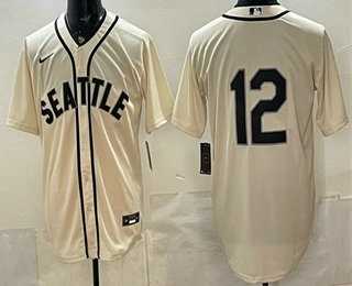 Men%27s Seattle Mariners #12 Josh Naylor Cream Alternate Stitched Jersey