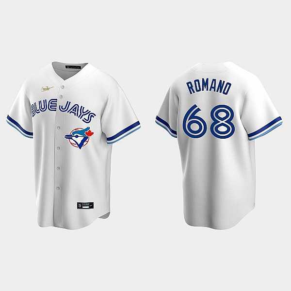 Men%27s Toronto Blue Jays #68 Jordan Romano White Cooperstown Collection Jersey Dzhi