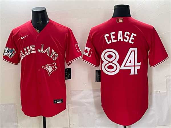 Men%27s Toronto Blue Jays #84 Dylan Cease Red 50 Seasons Patch Stitched Jersey