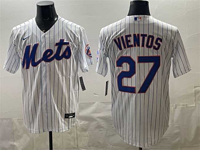 Men%27s New York Mets #27 Mark Vientos White Cool Base Stitched Jersey