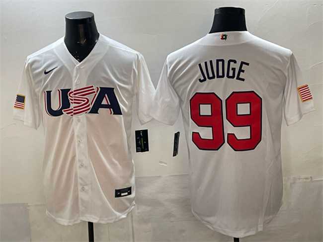 Men%27s USA #99 Aaron Judge White World Baseball Classic Stitched Jersey