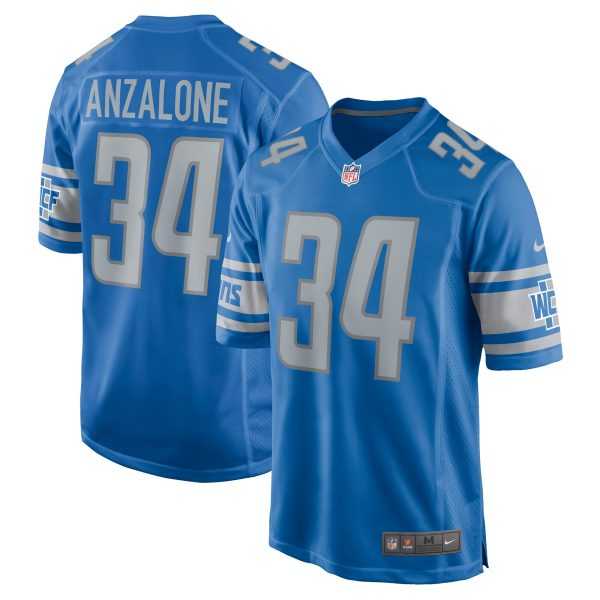 Men & Women & Youth Detroit Lions #34 Alex Anzalone Nike Blue Game Jersey