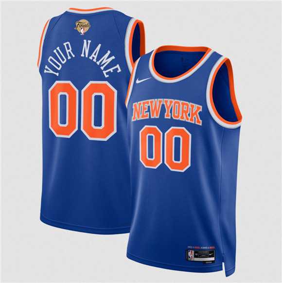 Men%27s New Yok Knicks Active Player Custom Blue 2026 Finals Patch Icon Edition Stitched Basketball Jersey