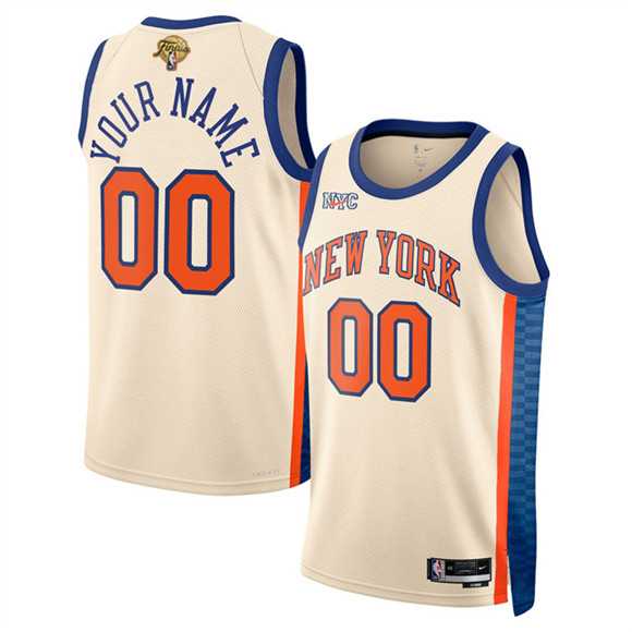 Men%27s New Yok Knicks Active Player Custom Cream 2026 Finals Patch City Edition Stitched Basketball Jersey