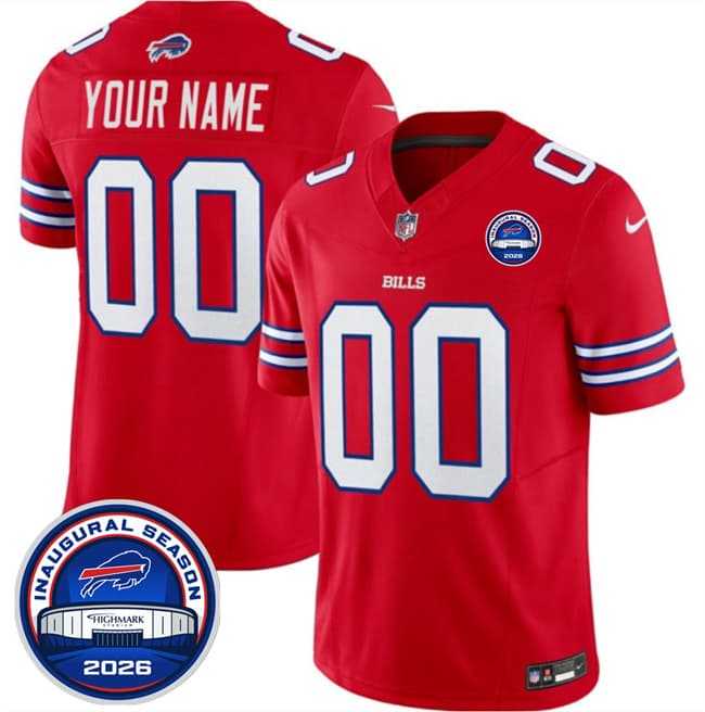 Men%27s Buffalo Bills Active Player Custom Red F.U.S.E. 2026 Inaugural Season at Highmark Stadium Stitched Jersey