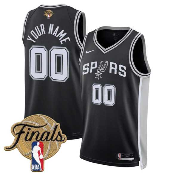 Men%27s San Antonio Spurs Active Player Custom Black 2026 Finals Patch Icon Edition Stitched Basketball Jersey