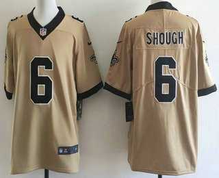 Men%27s New Orleans Saints #6 Tyler Shough Limited Gold Alternate Vapor Jersey