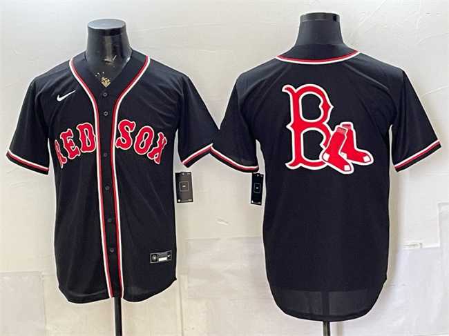 Men%27s Boston Red Sox Team Big Logo 2026 Fashion Replica Black Out Stitched Jersey Dzhi