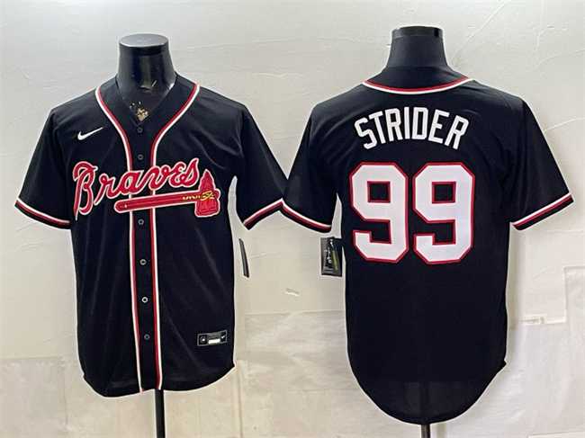 Men%27s Atlanta Braves #99 Spencer Strider 2026 Fashion Replica Black Out Stitched Jersey