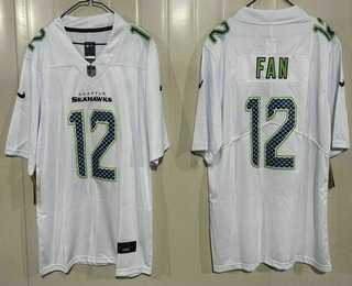 Men%27s Seattle Seahawks #12 Fan Limited White Fashion Vapor Jersey