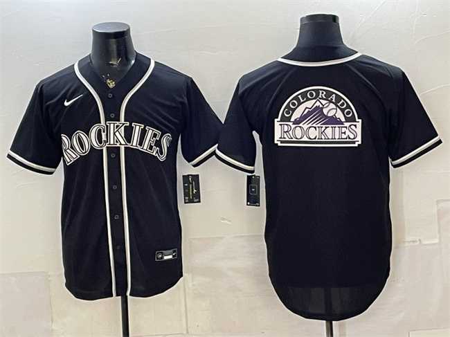 Men%27s Colorado Rockies Team Big Logo 2026 Fashion Replica Black Out Stitched Jersey Dzhi