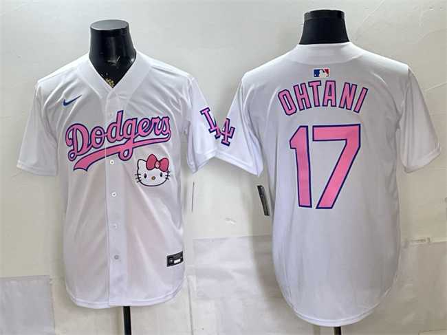 Men%27s Los Angeles Dodgers #17 Shohei Ohtani White 2025 Hello Kitty Vapor Limited Stitched Jersey Dzhi