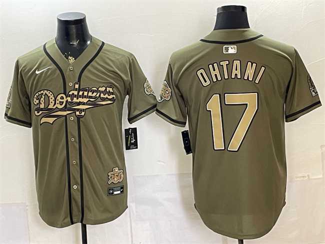 Men%27s Los Angeles Dodgers #17 Shohei Ohtani Olive 2026 Armed Forces Day Stitched Jersey Dzhi