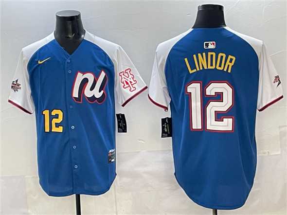 Men%27s National League #12 Francisco Lindor Blue Alternate 2025 All-Star Edition Limited Stitched Jersey
