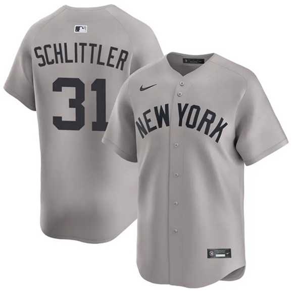 Mens New York Yankees #31 Cam Schlittler Gray 2026 Road Limited Stitched Jersey Dzhi
