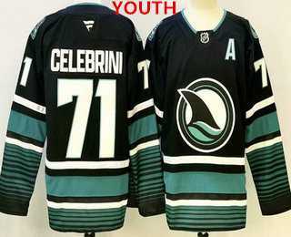 Youth San Jose Sharks #71 macklin celebrini black Stitched Jersey