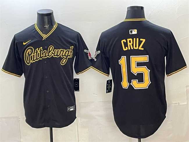 Men%27s Pittsburgh Pirates #15 Oneil Cruz Black Limited Stitched Jersey