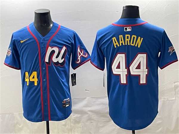 Men%27s National League #44 Hank Aaron Blue 2025 All-Star Edition Limited Stitched Jersey