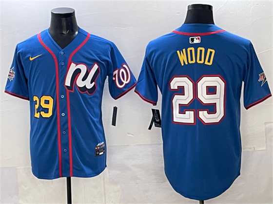 Men%27s National League #29 James Wood Blue 2025 All-Star Edition Limited Stitched Jersey