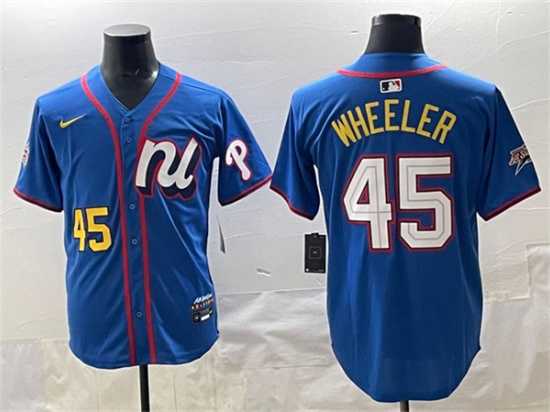 Men%27s National League #45 Zack Wheeler Blue 2025 All-Star Edition Limited Stitched Jersey