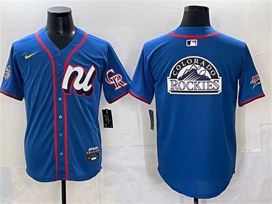 Men%27s National League Colorado Rockies Team Big Logo Blue 2025 All-Star Edition Limited Stitched Jersey