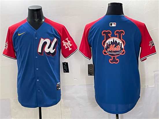 Men%27s National League New York Mets Team Big Logo Blue Red Alternate 2025 All-Star Edition Limited Stitched Jersey