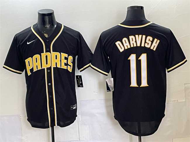Men%27s San Diego Padres #11 Yu Darvish 2026 Fashion Replica Black Out Stitched Jersey